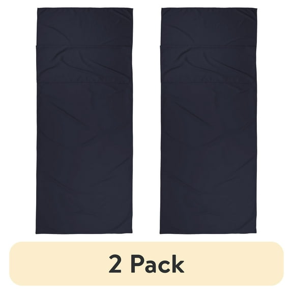 (2 pack) Ozark Trail Breathable Polyester Camping Rectangular Sleeping Bag Liner Sheet, Navy (78 in. L x 33.5 in. W)