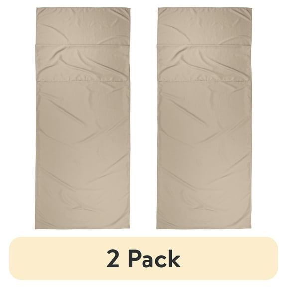 (2 pack) Ozark Trail Breathable Polyester Camping Sleeping Bag Liner Sheet, Beige (78" L x 33.5" W)