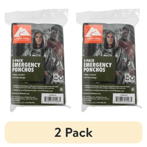 (2 pack) Ozark Trail Clear Emergency Poncho - 2 Pack