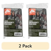 2 pack Ozark Trail Clear Emergency Poncho - 2 Pack