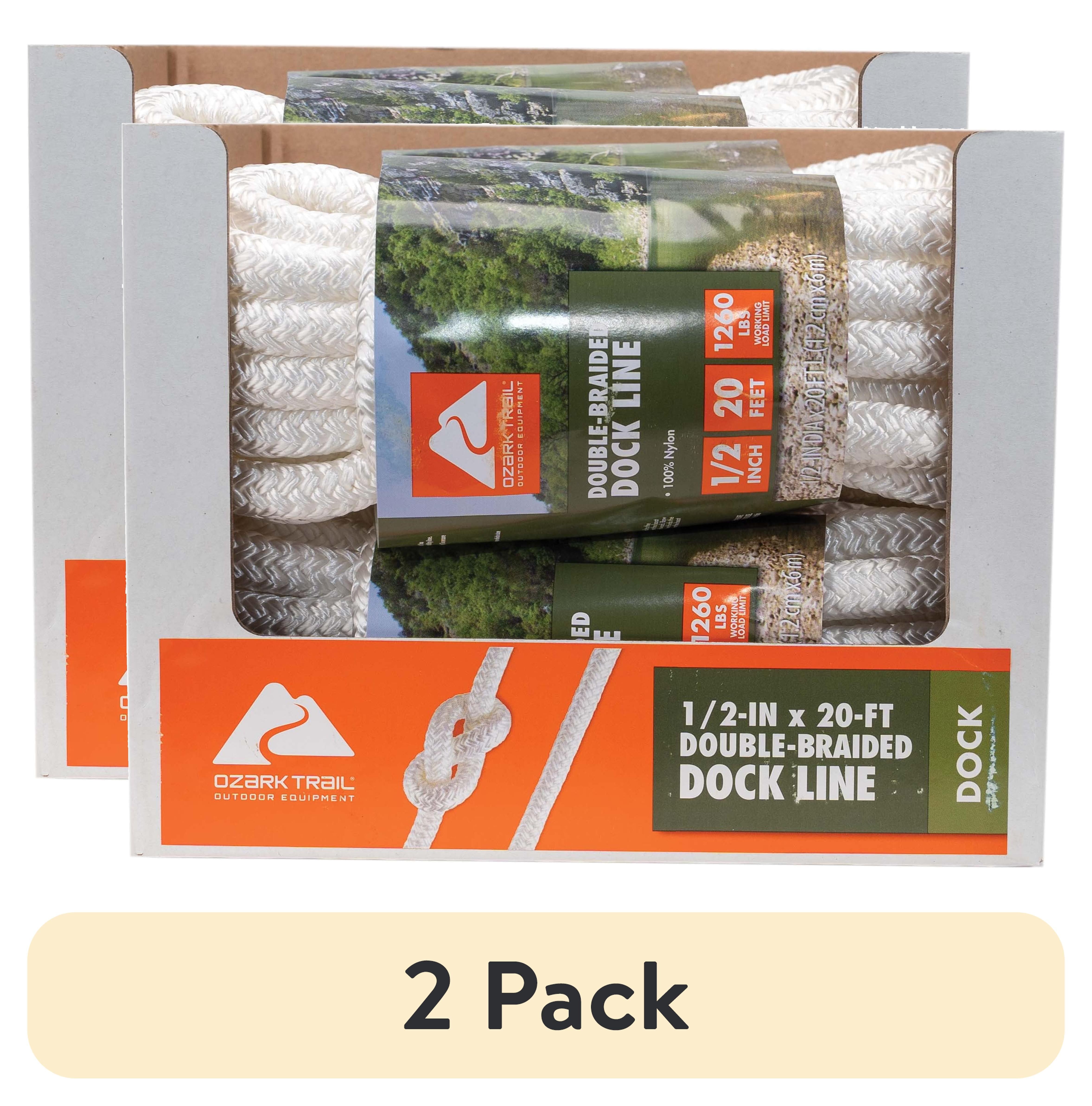 Ozark Trail White Nylon Dock Line 1/2 Inch x 20 Foot for Boat and