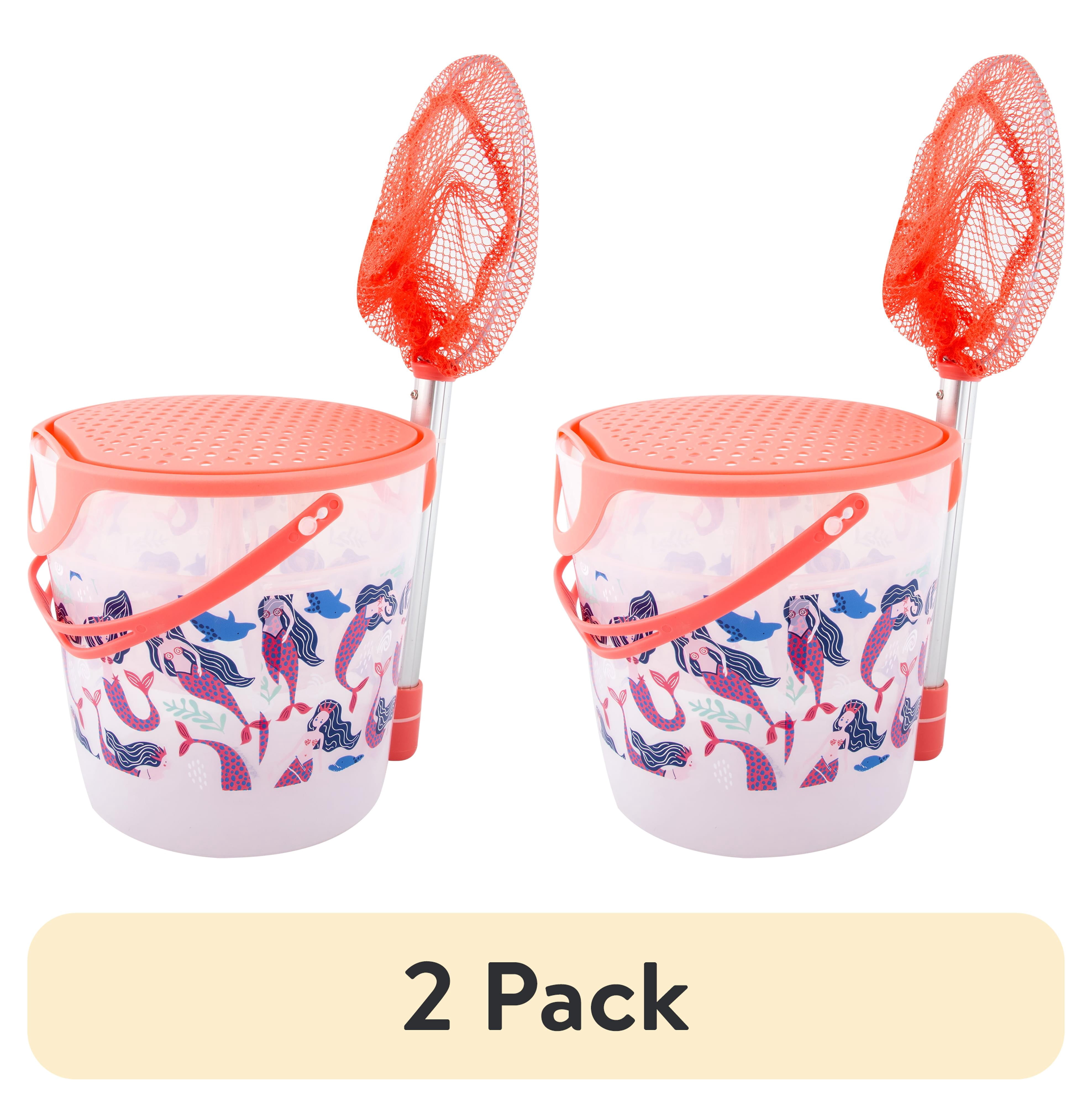 (2 pack) Ozark Trail Kids 3.5 Quart Net and Bucket Kit, Pink, Bait Storage for Freshwater Exploration