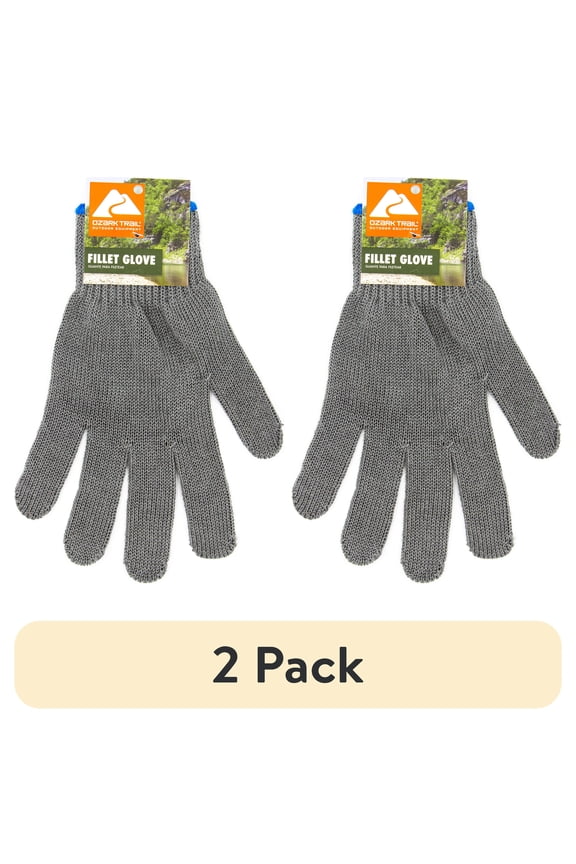 (2 pack) Ozark Trail Cut Resistant Fillet Glove, Ambidextrous Fish Cleaning Glove for Knife Safety and Grip