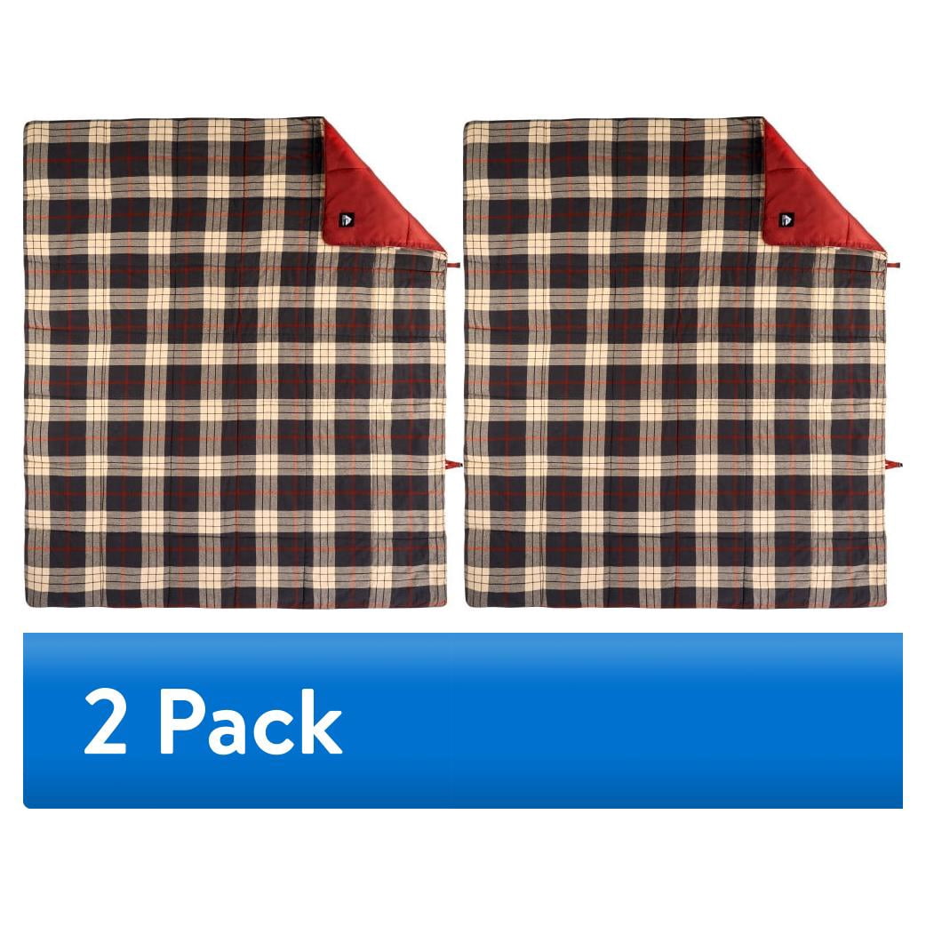 (2 pack) Ozark Trail Flannel Packable Blanket for Camping/ Traveling/Picnics - 70" x 60" (Plaid)