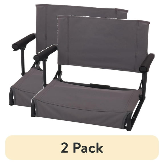 (2 pack) Ozark Trail Hard Arm Stadium Seat, Gray