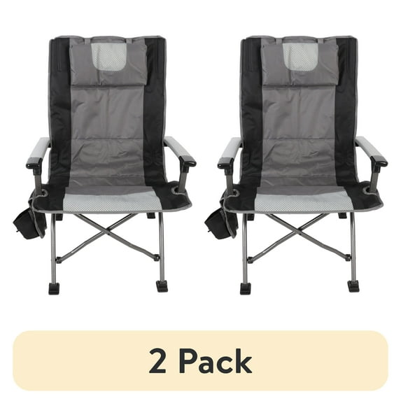 (2 pack) Ozark Trail High Back Camping Chair, Black, Adult
