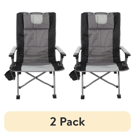 (2 pack) Ozark Trail High Back Camping Chair, Black, Adult