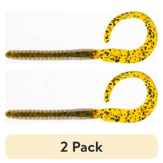 (2 pack) Ozark Trail Kicker Curl 7", Green Pumpkin, 14 pieces Fishing Soft Baits