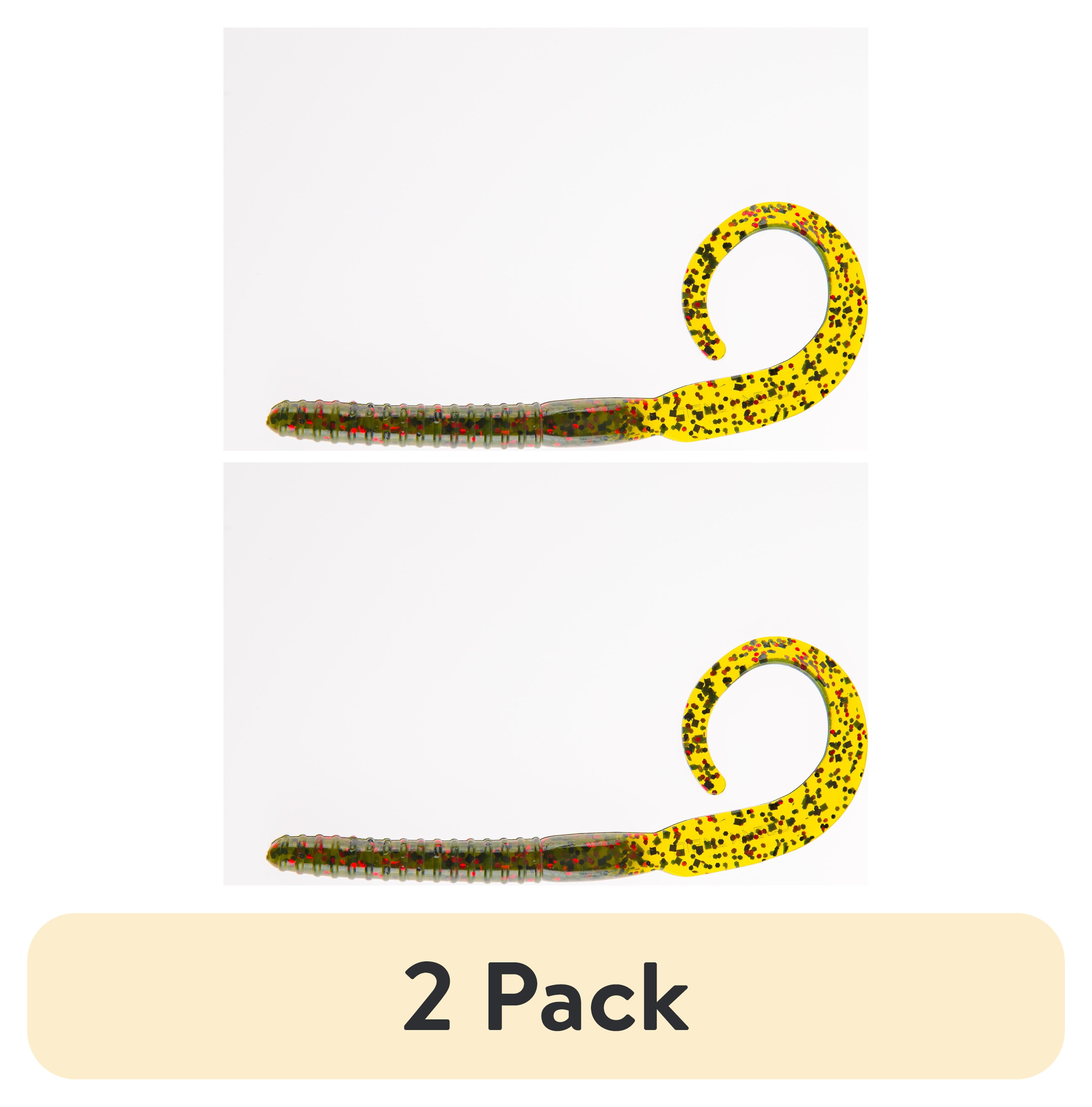 (2 pack) Ozark Trail Kicker Curl 7”, Watermelon Red, 14 pieces Fishing Soft Baits