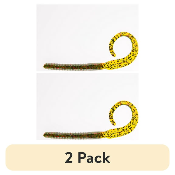 (2 pack) Ozark Trail Kicker Curl 7”, Watermelon Red, 14 pieces Fishing Soft Baits