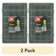 (2 pack) Ozark Trail Large Plastic Tray Fishing Tackle Box 3700, Green