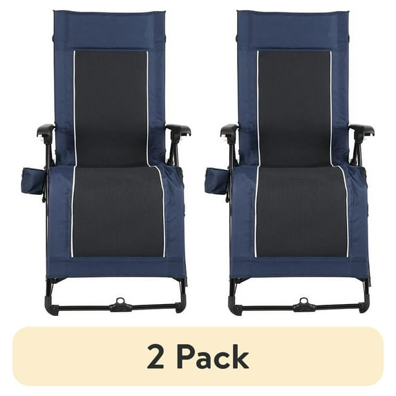(2 pack) Ozark Trail Zero Gravity Lounger Camping Chair, Blue, Adult, 20.3lbs