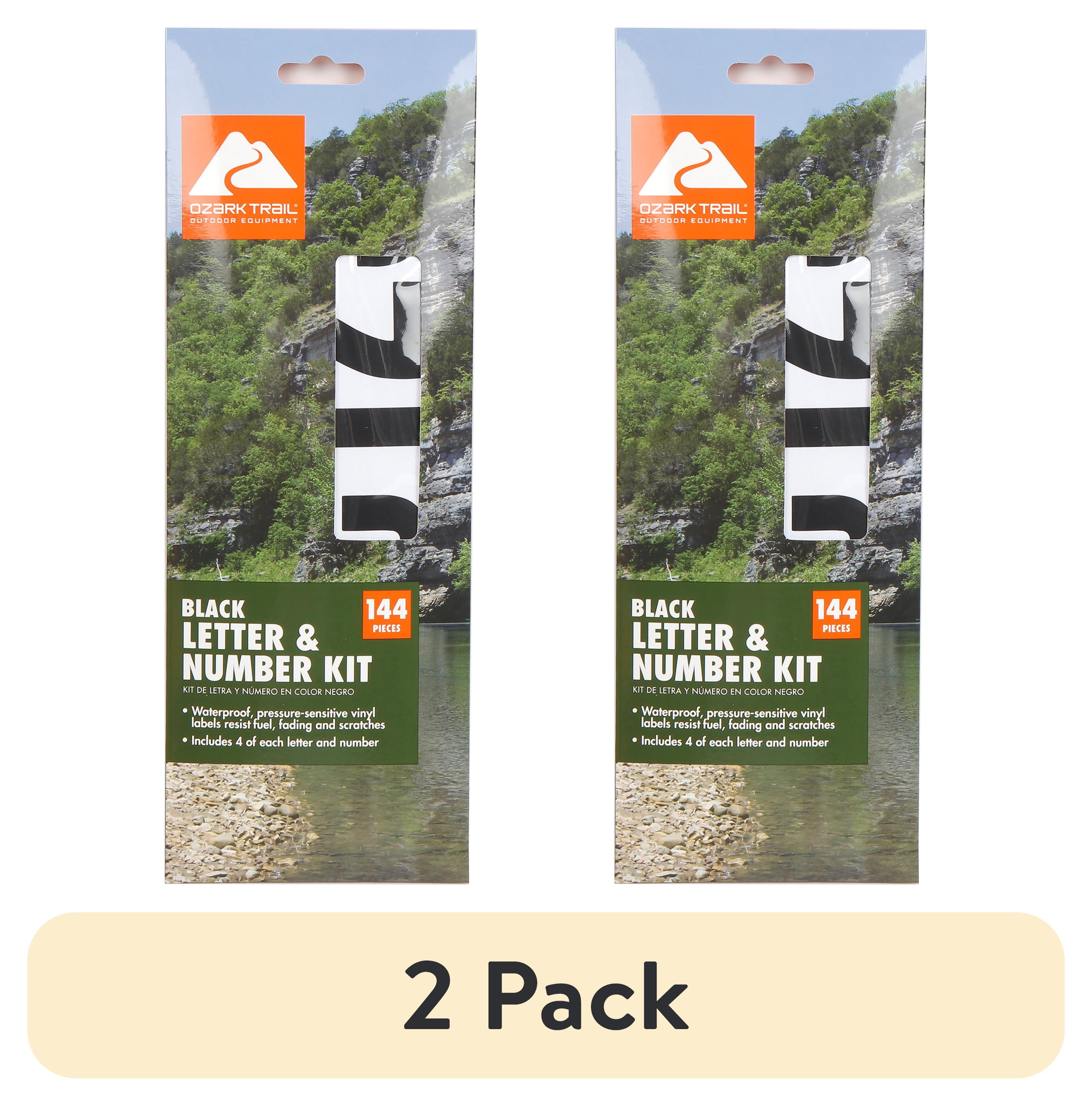 (2 pack) Ozark Trail Registration Letter and Number Vinyl Sticker Kit, Boating Accessory, Black