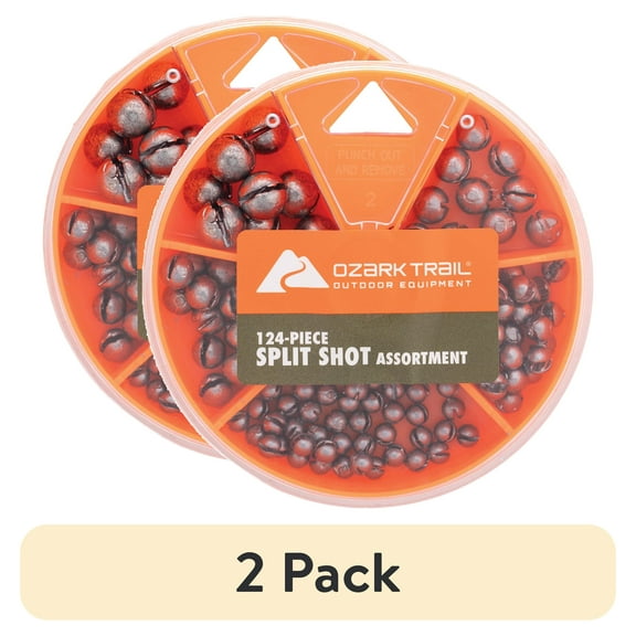 (2 pack) Ozark Trail Round Split Shot Fishing Weight Assortment Kit