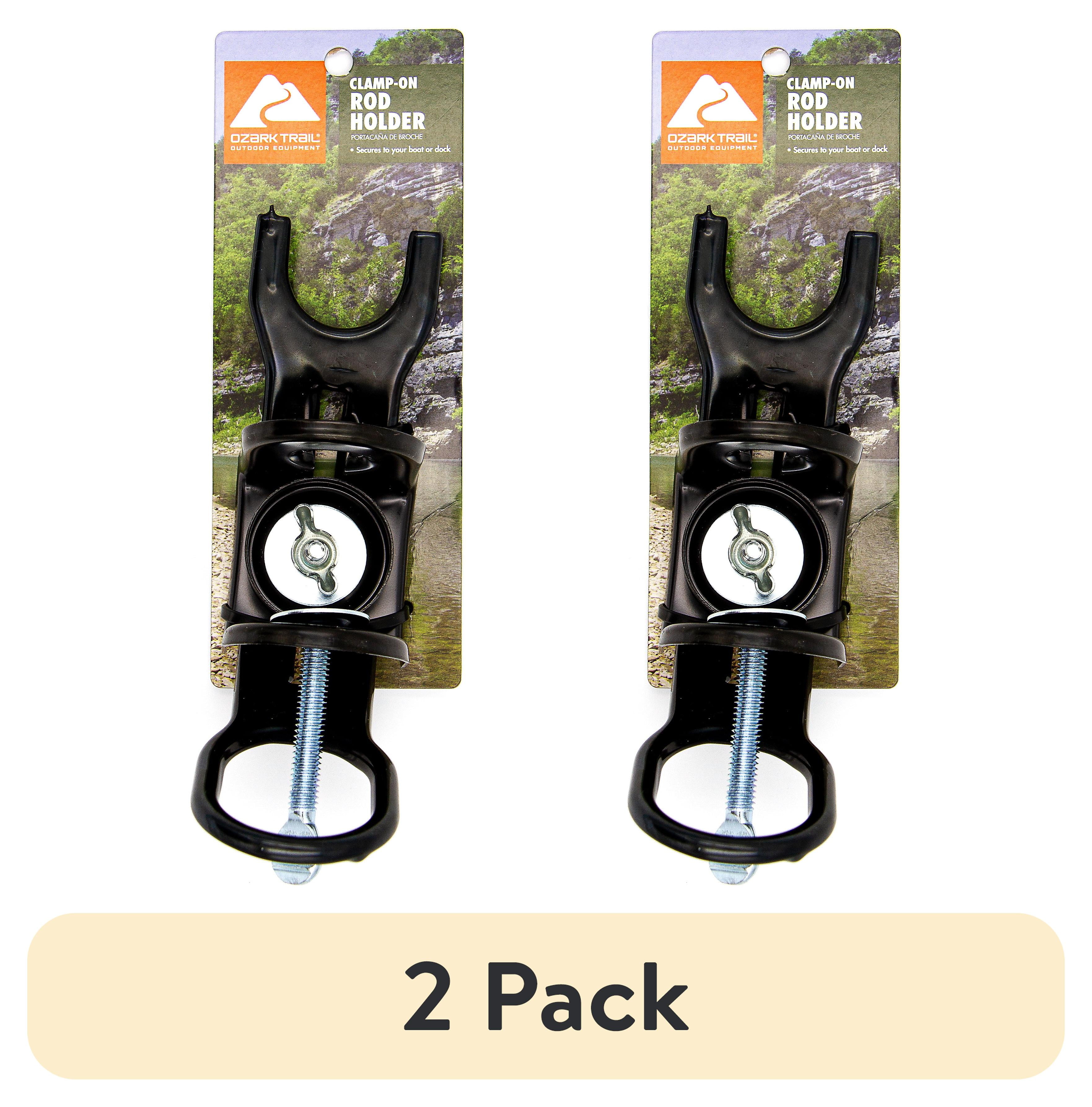 (2 pack) Ozark Trail Adjustable Clamp-On Fishing Rod Holder with Rubber-Coated Clamp for Flat Mounting Surfaces