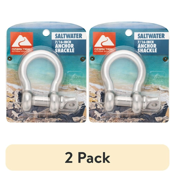 (2 pack) Ozark Trail 7/16 Inch Stainless Steel Anchor Shackle with Self Locking Pin