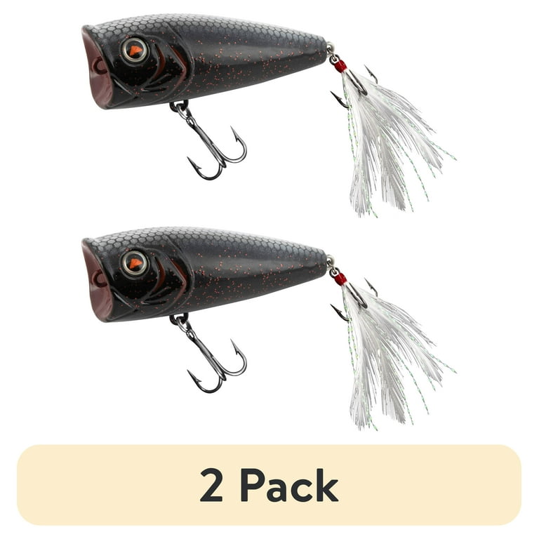 bass fishing popper lures walmart (2 pack) Ozark Trail Topwater Popper Fishing Lure Black with Rattle and  Cupped Face