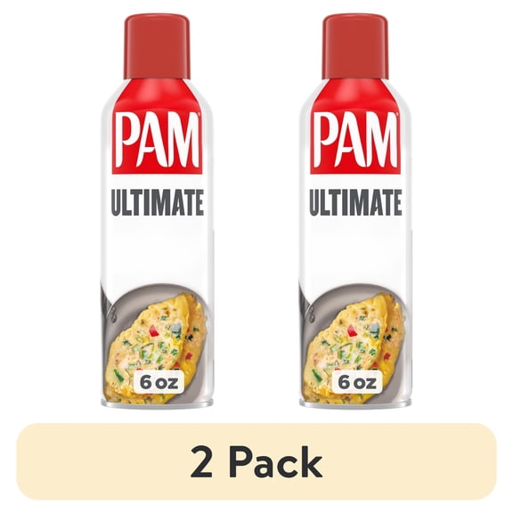 (2 pack) PAM Ultimate Non-Stick Cooking Spray, Great for Air Fryer, Baking & Grilling, 6 oz.