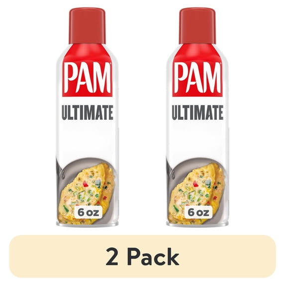 (2 pack) PAM Ultimate Non-Stick Cooking Spray, Great for Air Fryer, Baking & Grilling, 6 oz.