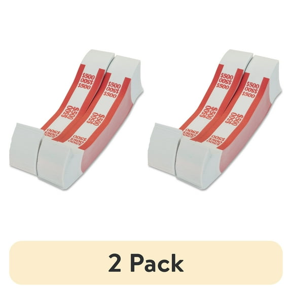 (2 pack) PAP-R, PQP400500, Currency Straps, 1000 / Box, White,Red