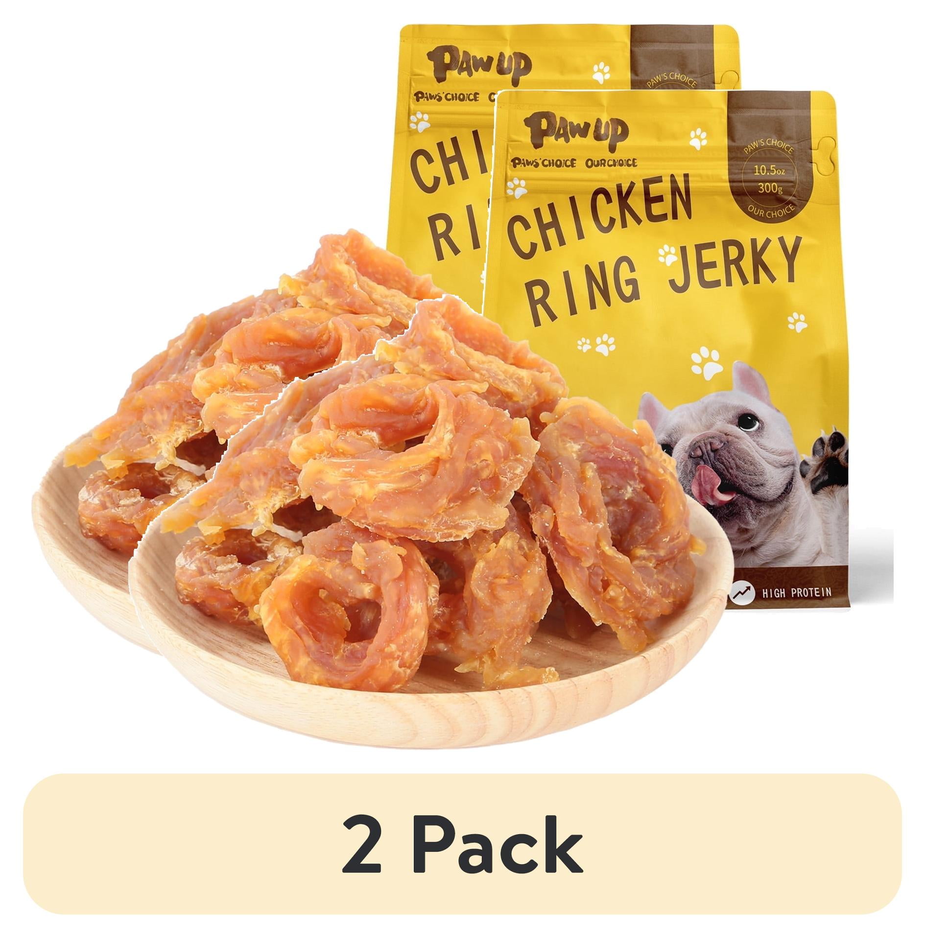 (2 pack) PAWUP Chicken Jerky Dog Treats, Chicken Jerky Rings for Small Medium Large Dogs, High Protein Natural Chews, Healthy Training Snacks, 10.6oz