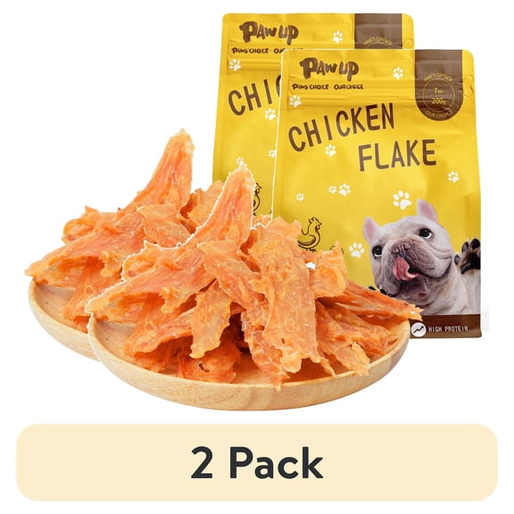(2 pack) PAWUP Chicken Jerky Dog Treats, High Protein Pure Chicken Chips Dog Snacks for Small Medium Large Dogs, Training Treats for Dogs, 7oz