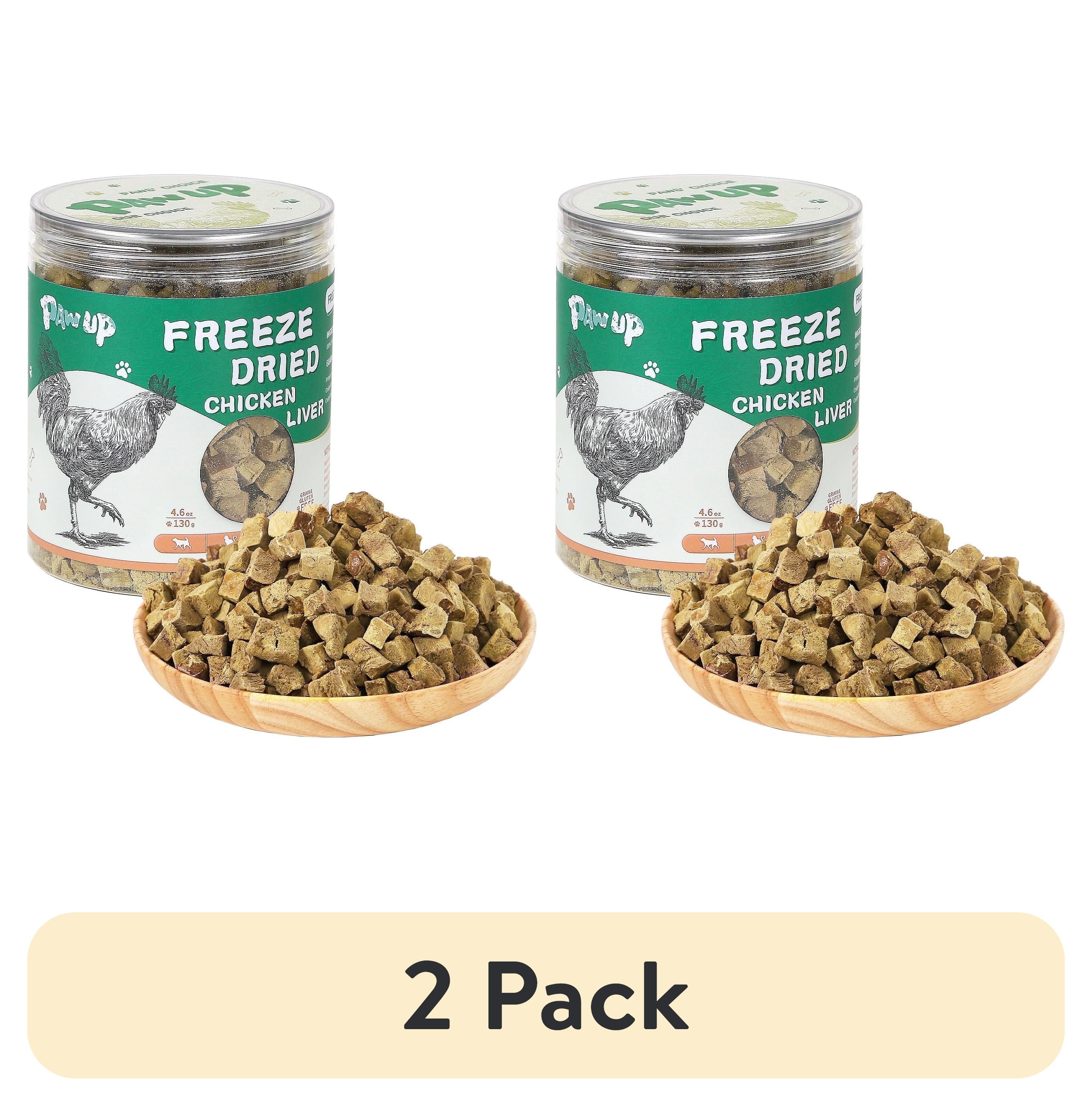 (2 pack) PAWUP Chicken Liver Freeze Dried Dog and Cat Treats, Single Ingredient, Grain Free, No Additives, High Protein Dog Toppers for Training, 4.6oz