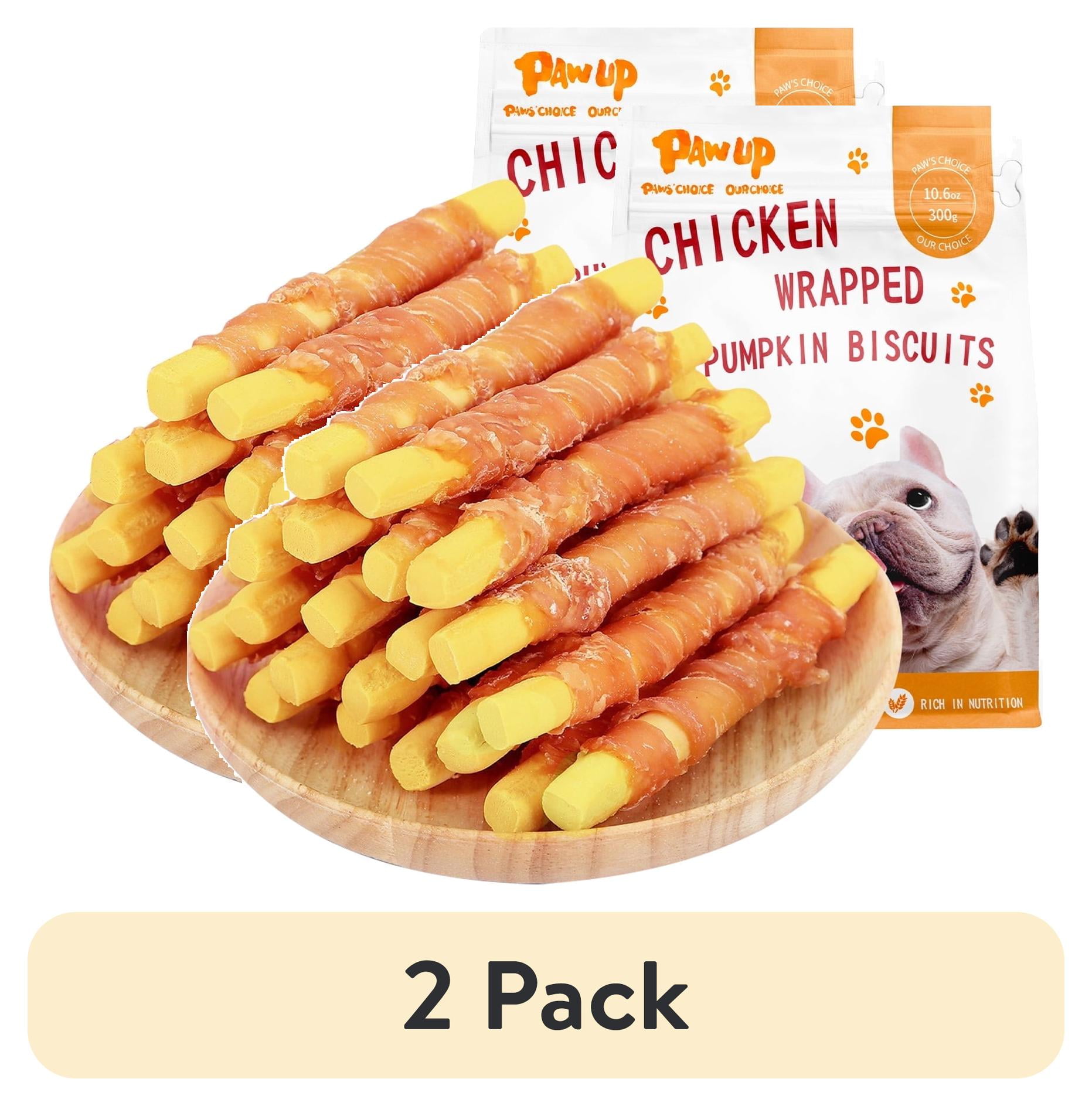 (2 pack) PAWUP Chicken Wrapped Pumpkin Biscuits Dog Treats, Rawhide Free, Promote Digestion Soft Chewy Dog Snacks for All Dogs, 10.6oz