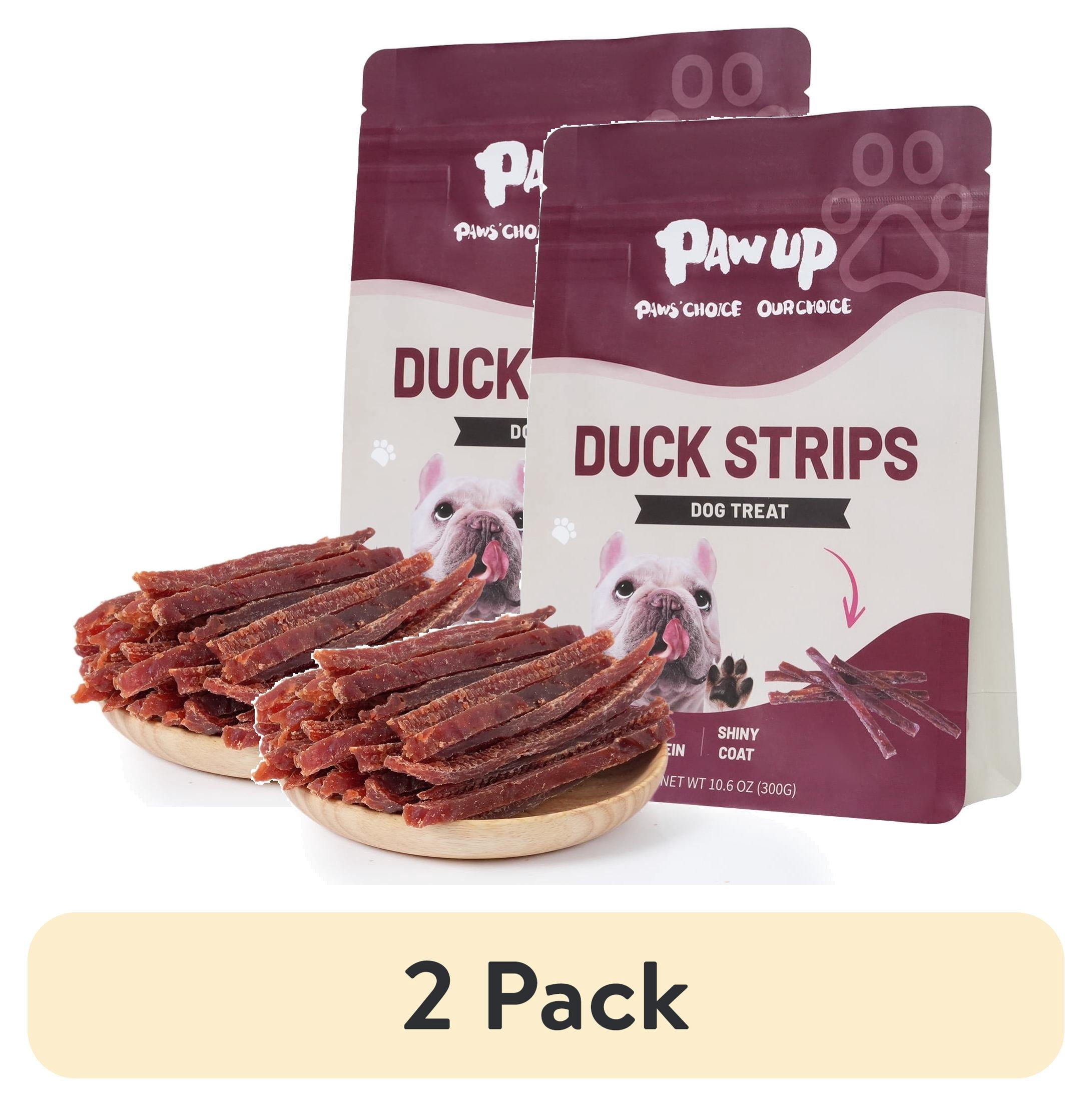 (2 pack) PAWUP Duck Jerky Strips Dog Treats, Natural Healthy, 99% Duck Breast with Taurine, High Protein Training Treats for Small Medium Large Dogs, 10.6oz