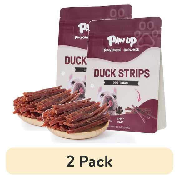 (2 pack) PAWUP Duck Jerky Strips Dog Treats, Natural Healthy, 99% Duck Breast with Taurine, High Protein Training Treats for Small Medium Large Dogs, 10.6oz