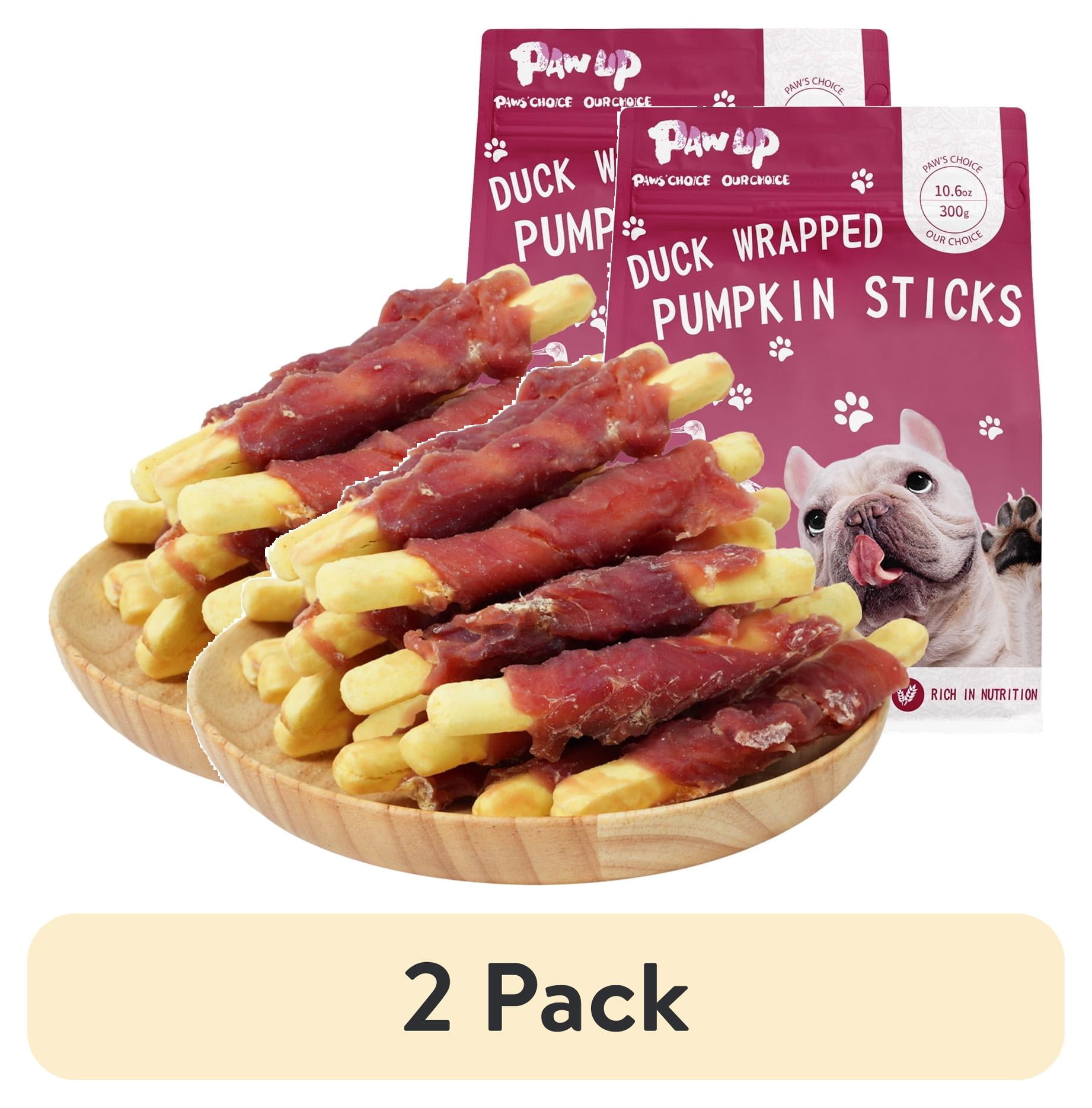 (2 pack) PAWUP Duck Wrapped Pumpkin Biscuits Dog Treats, Rawhide Free, Promote Digestion Soft Chewy Dog Snacks for All Dogs, 10.6oz