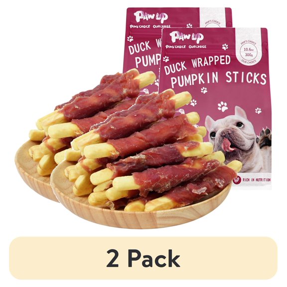 (2 pack) PAWUP Duck Wrapped Pumpkin Biscuits Dog Treats, Rawhide Free, Promote Digestion Soft Chewy Dog Snacks for All Dogs, 10.6oz