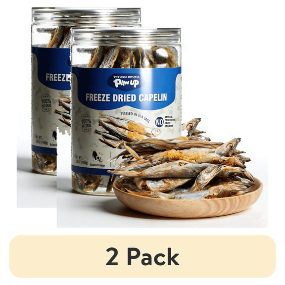 (2 pack) PAWUP Freeze Dried Minnows Dog & Cat Treats, Single Ingredient Dog Treats for Small & Large Dogs, High Protein, Grain Free, Rich in Omega 3 Dog Training Treats, 3.6oz