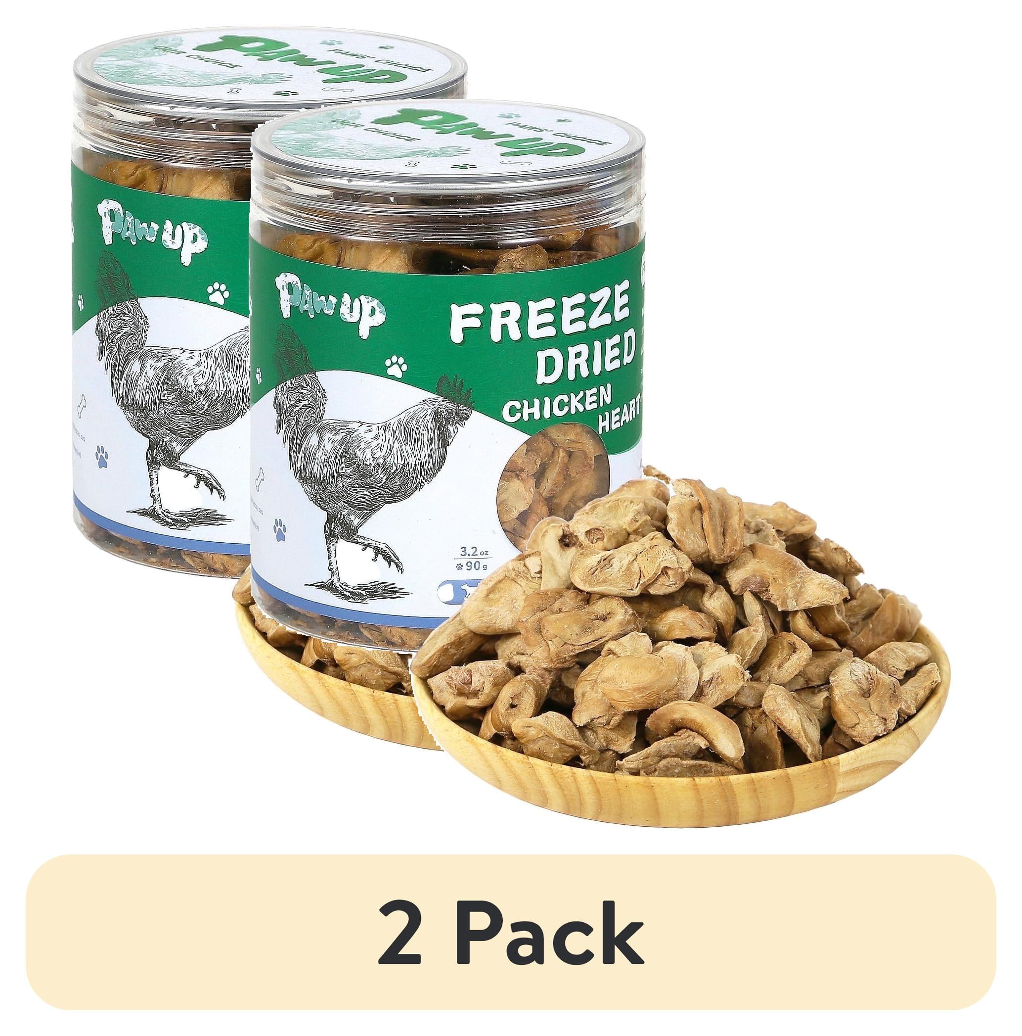 (2 pack) PAWUP Freeze Dried Dog & Cat Treats, 100% Single Ingredient Chicken Heart, All Natural Grain Free, No Additives, High Protein Snacks for Training, 3.2oz