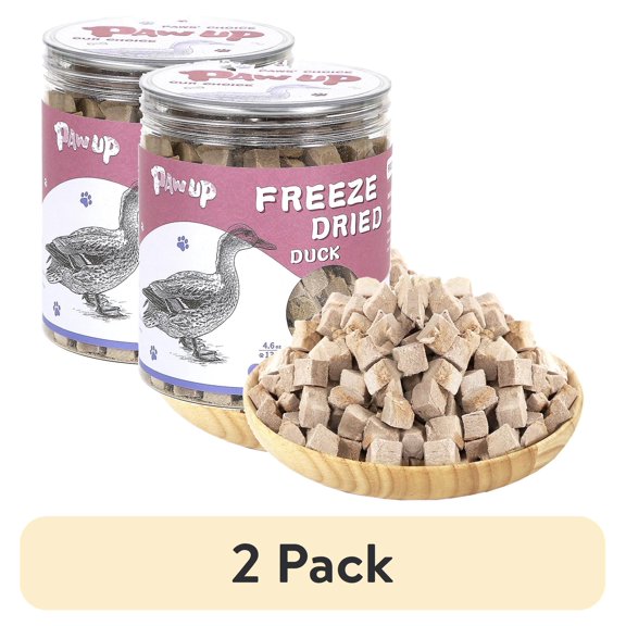 (2 pack) PAWUP Freeze Dried Duck Treats for Dog and Cat, Raw Single Ingredient Duck Breast, Grain Free, High Protein Snacks for Training, 4.6oz