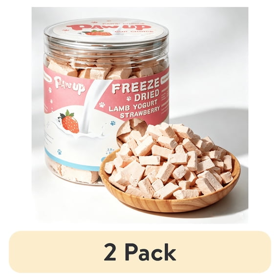 (2 pack) PAWUP Freeze Dried Goat Milk Dog Treats with Strawberry, Low Lactose for Sensitive Stomach Puppies, Training Treats for Picky Eaters, 2.8oz