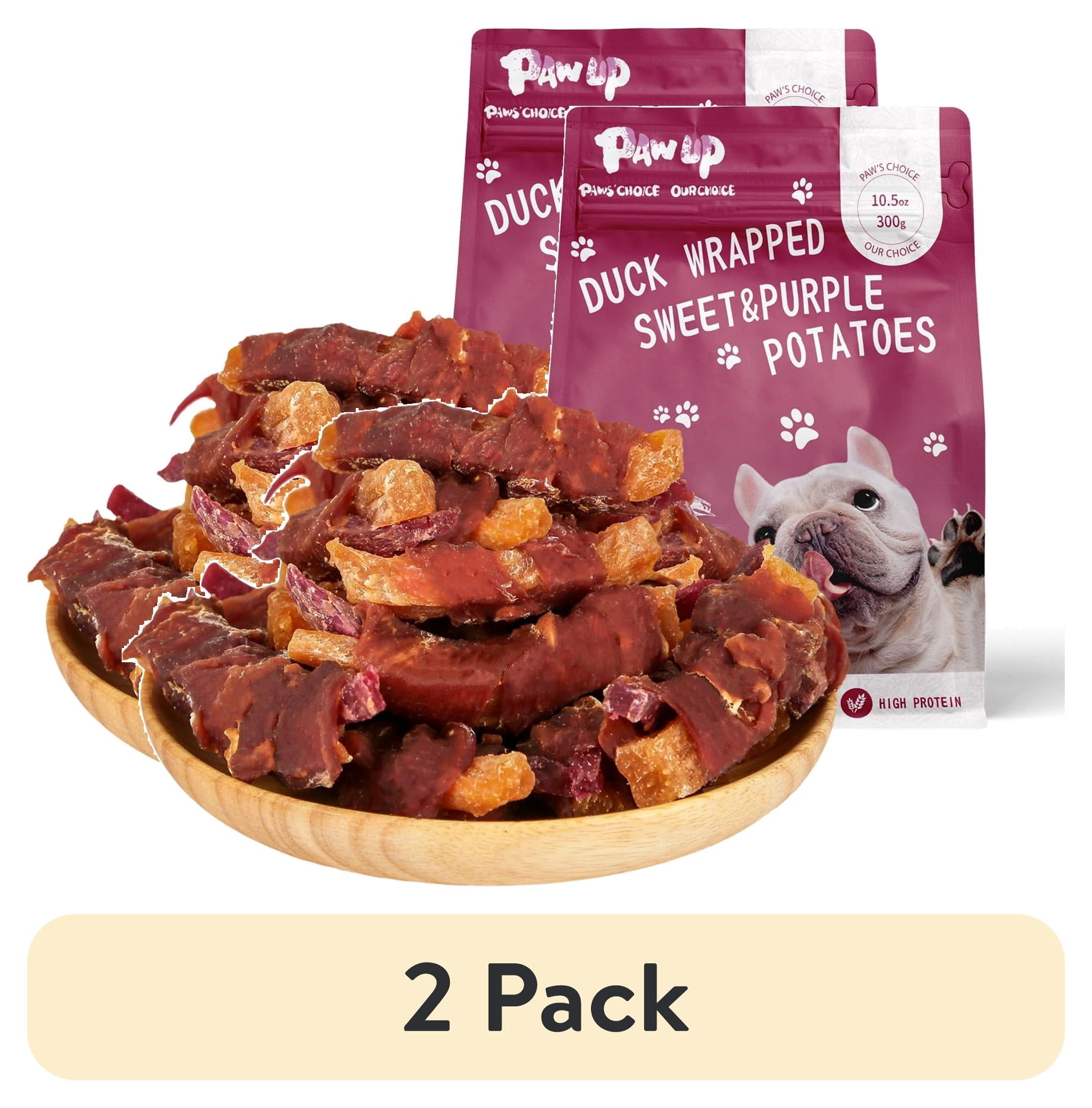 (2 pack) PAWUP Sweet Potato Dog Treats, Duck and Double Sweet Potato Dog Treats, Duck Jerky Chews for All Dogs, Low Fat, High Fiber, 10.6oz