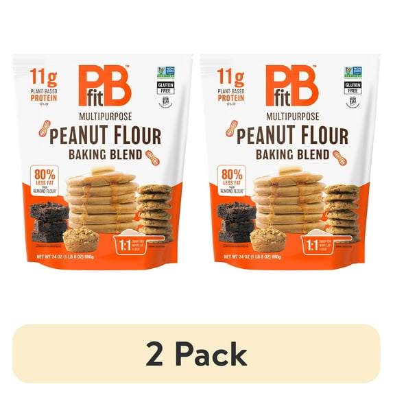 (2 pack) PBfit Peanut Flour Baking Blend, Gluten-Free & Non-GMO, 11g Protein 10% DV, 24 oz Bag