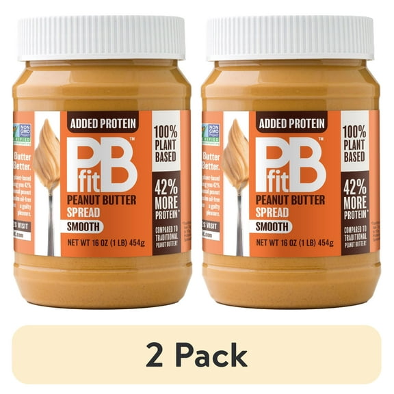 (2 pack) PBfit Peanut Butter Spread, Added Protein, 16 oz