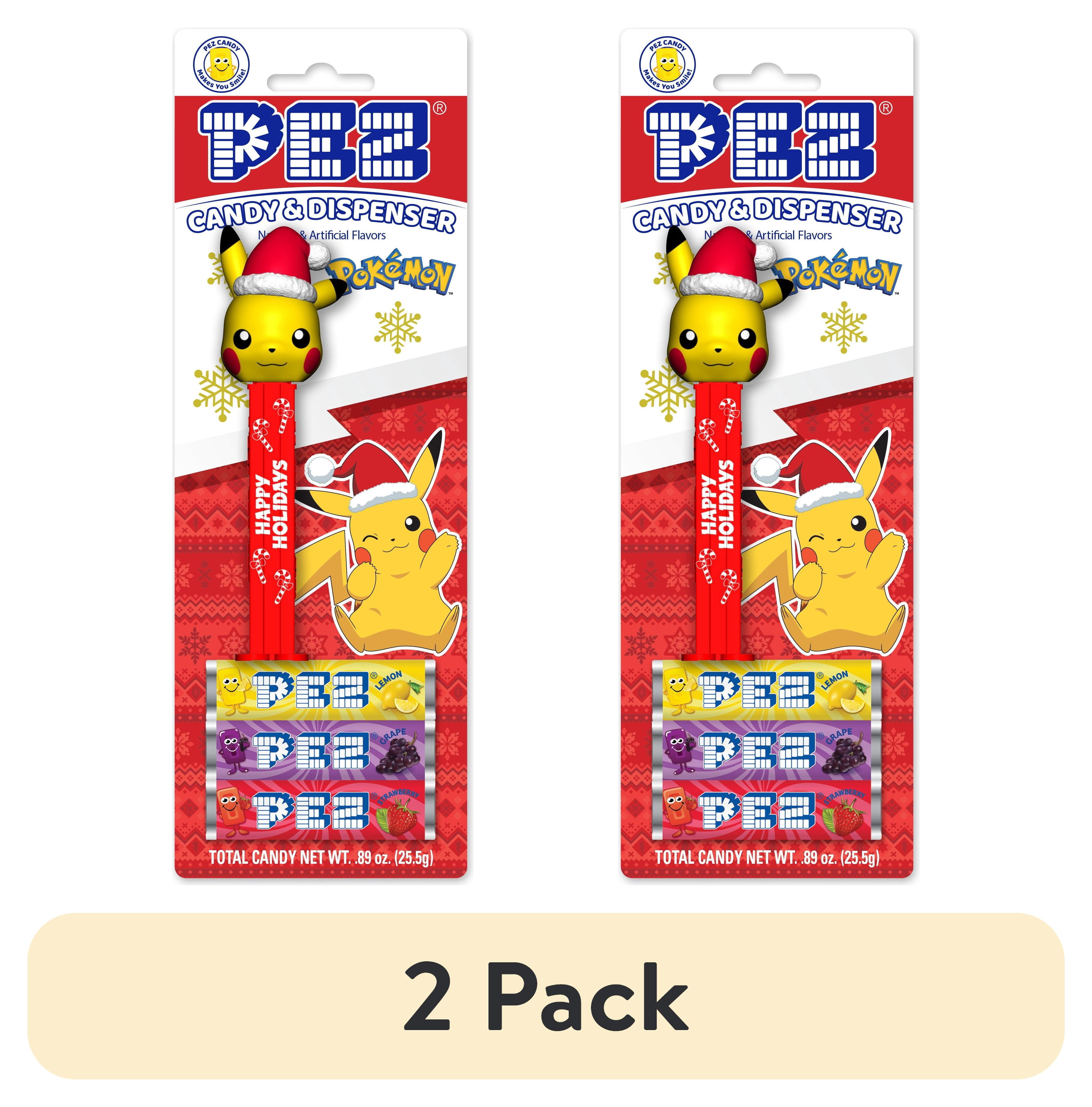 (2 pack) PEZ Candy Christmas Pikachu with Red Santa Hat, 1 Candy Dispenser Plus 3 Rolls Assorted Candy, 1 Count, 0.89oz