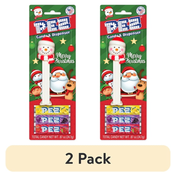 (2 pack) PEZ Candy Christmas Snowman ,1 Candy Dispenser Plus 3 Rolls Assorted Candy, I Count, 0.87 oz