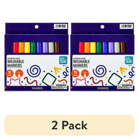 (2 pack) Pen+Gear Washable Markers, Broad Tip, Assorted Colors, 10 Count