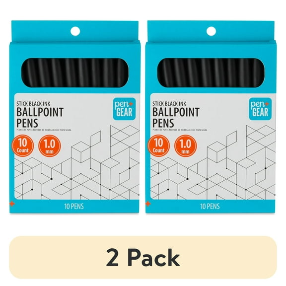 (2 pack) Pen+Gear Stick Ballpoint Pens, 1.0 mm, Black Ink, 10 Count