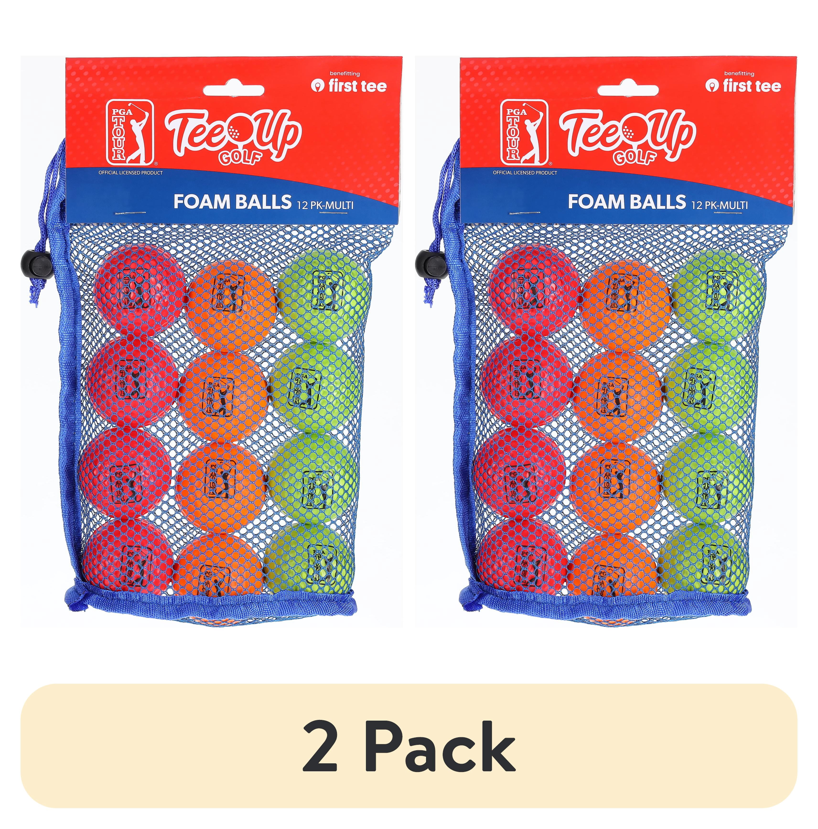(2 pack) PGA Tour Tee-Up New Practice Foam Golf Balls, 12 Pack, Multicolor