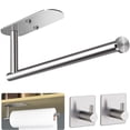 thumbnail image 1 of (2 pack) PHANCIR Paper Towel Holders with 2 Pack Adhesive Hooks, Wall Mount Kitchen Paper Holder Under Cabinet, Silver, 1 of 12