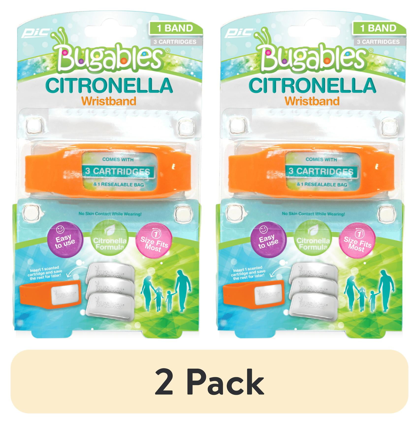 (2 pack) Bugables Insect Repellent Wristband Citronella Outdoor Protection - Fits All Sizes