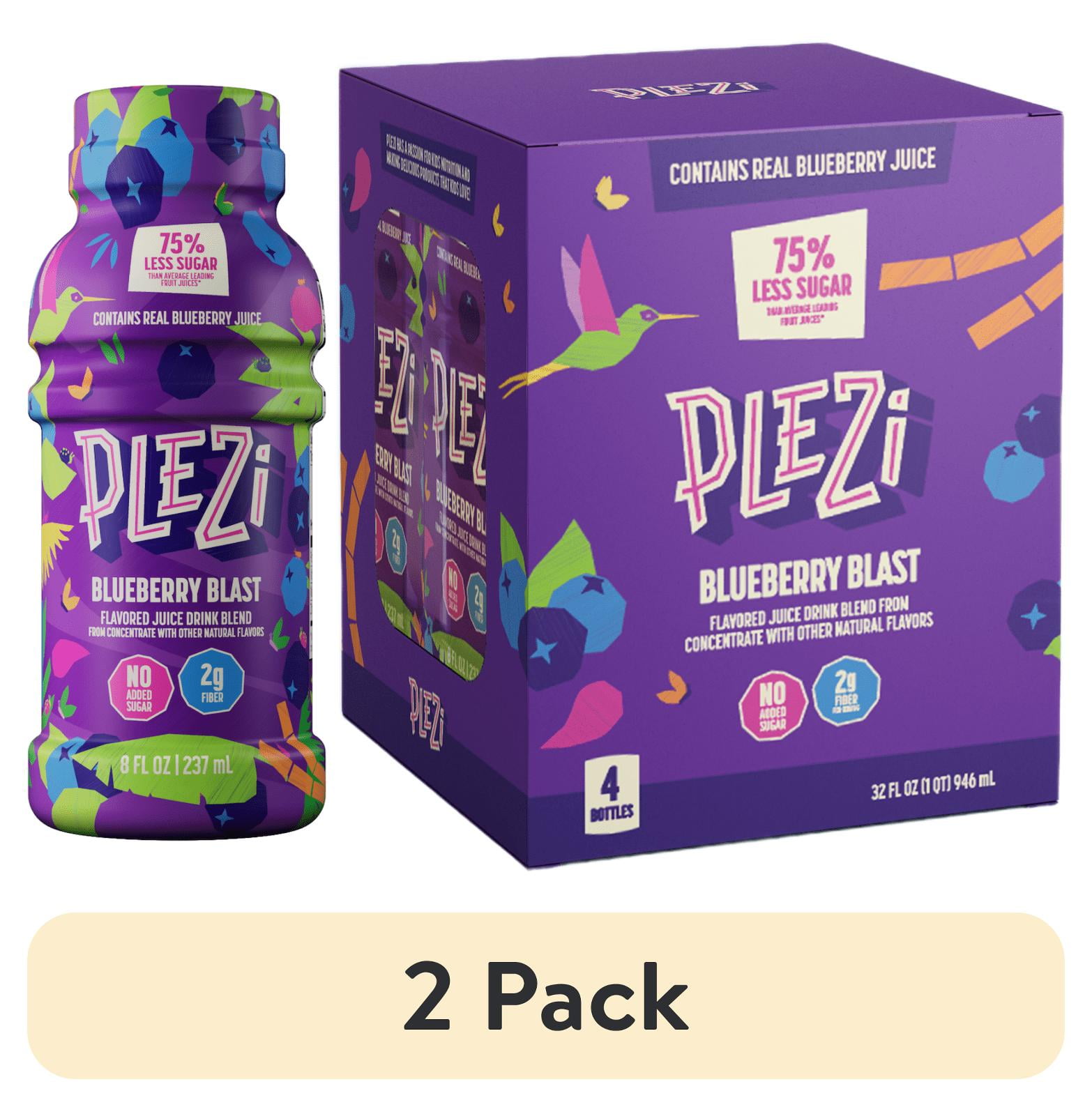 (2 pack) Plezi Juice Drink Blueberry Blast 4pk