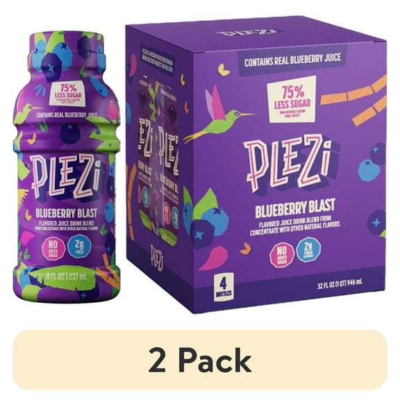 (2 pack) PLEZi Blueberry Blast Flavored Drink 8oz 4pk