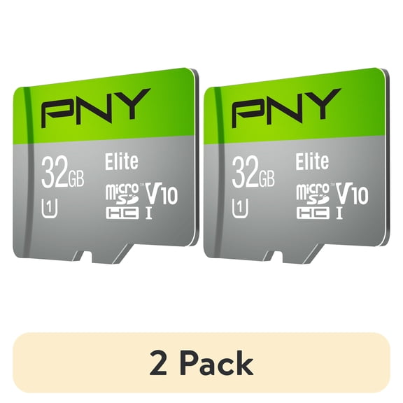 (2 pack) PNY 32GB Elite Dash Camera C10 U1 V10 microSDHC Flash Memory Card
