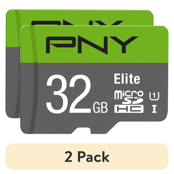 (2 pack) PNY Elite 32GB Micro SDHC Flash Memory Card with SD Adapter